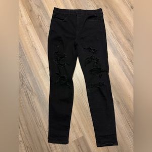 American Eagle Distressed Black High Rise Jeggings. Size 12 Regular.